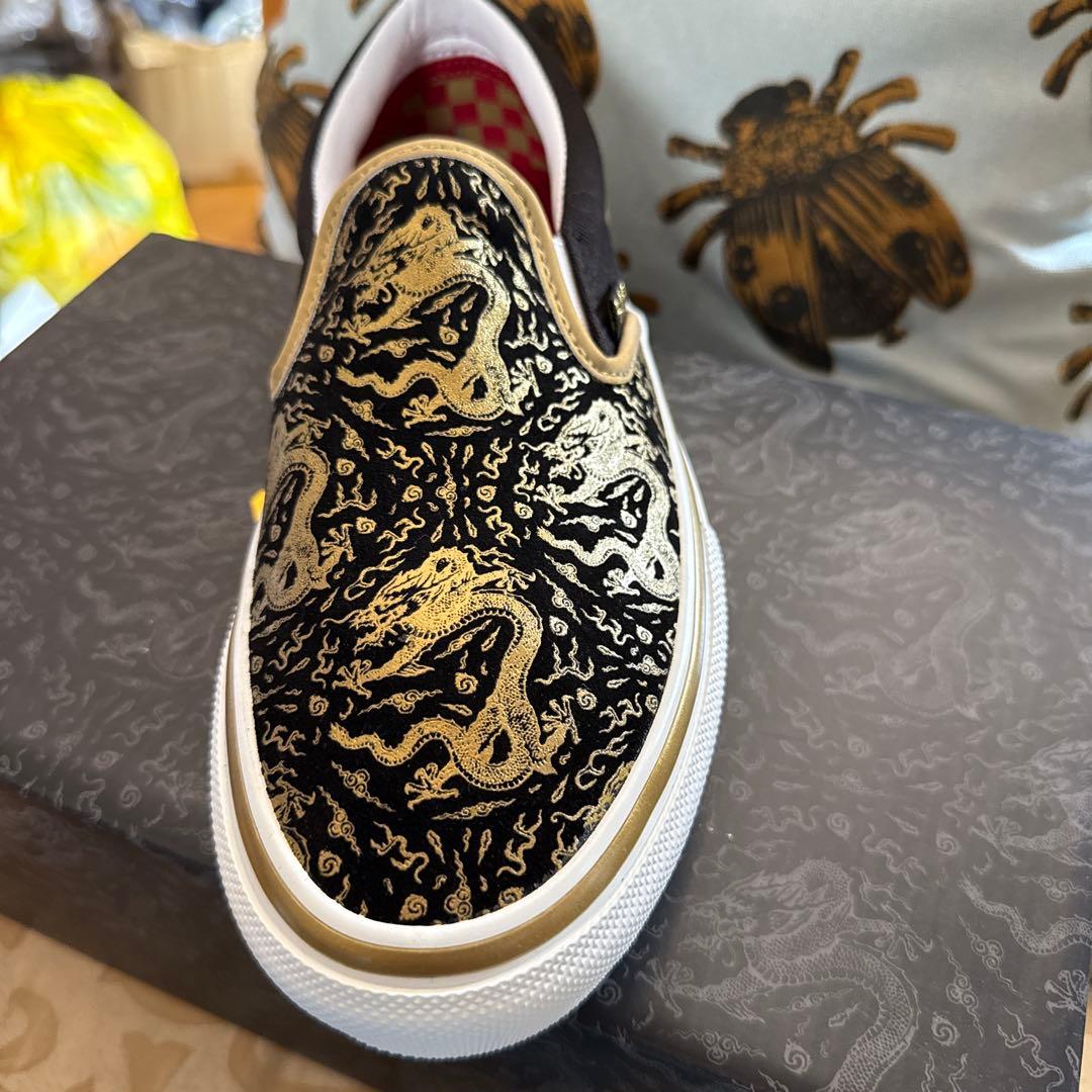 Vans スリッポン ブラック/ゴールド　ドラゴン