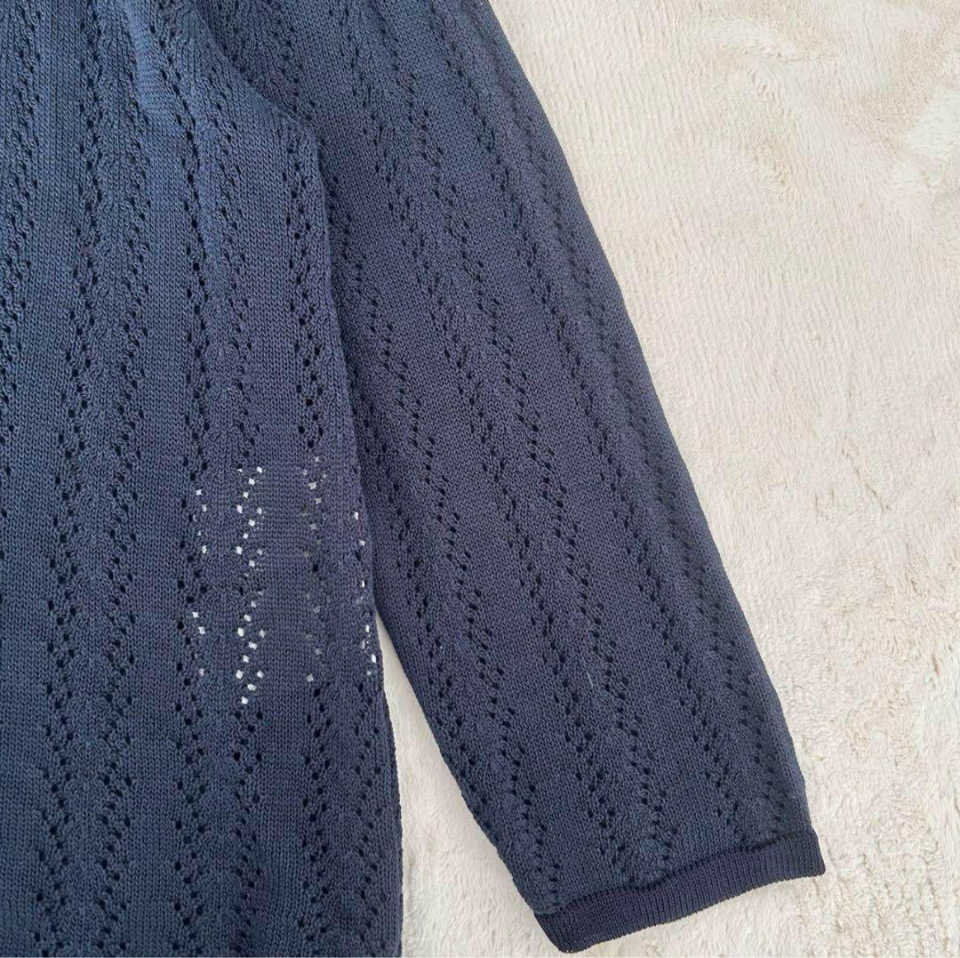 美品　Theory theory セオリー レース編みカーディガン カーディガン theory セオリーシルク混 レース編み カーディガン M かぎ編み