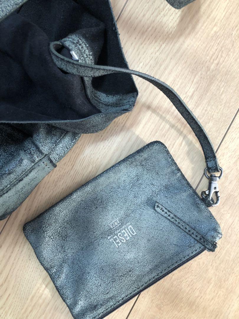 DIESEL 革トートバッグ ポーチ付き
