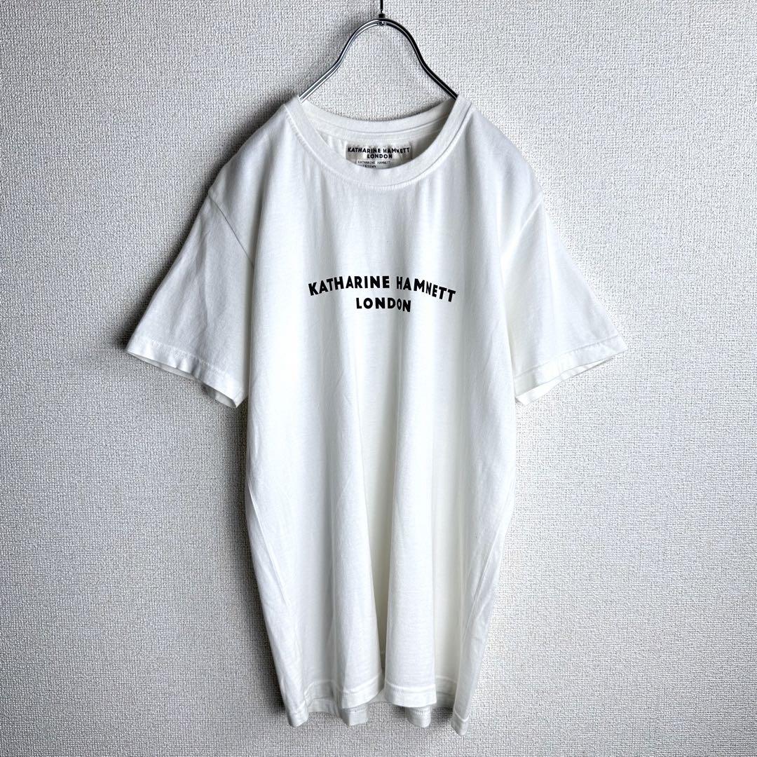 美品 キャサリンハムネット ロンドン 白 ロゴ Tシャツ - メルカリ