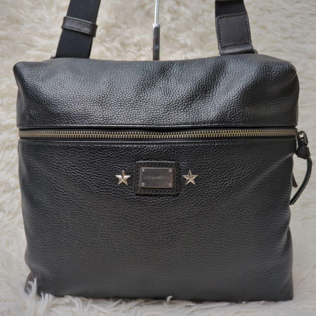 美品】ドルチェ＆ガッバーナ ショルダーバッグ レザー ブラック