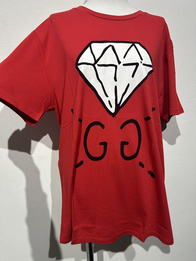GUCCI グッチ ダイヤモンドプリント Tシャツ 赤 XL 美品