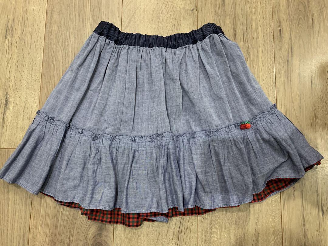 ファミリア　赤チェック　リバーシブルスカート