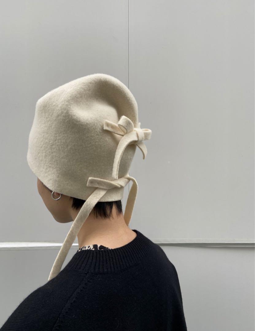 【SCHA】WOOL CAP WITH RIBBON