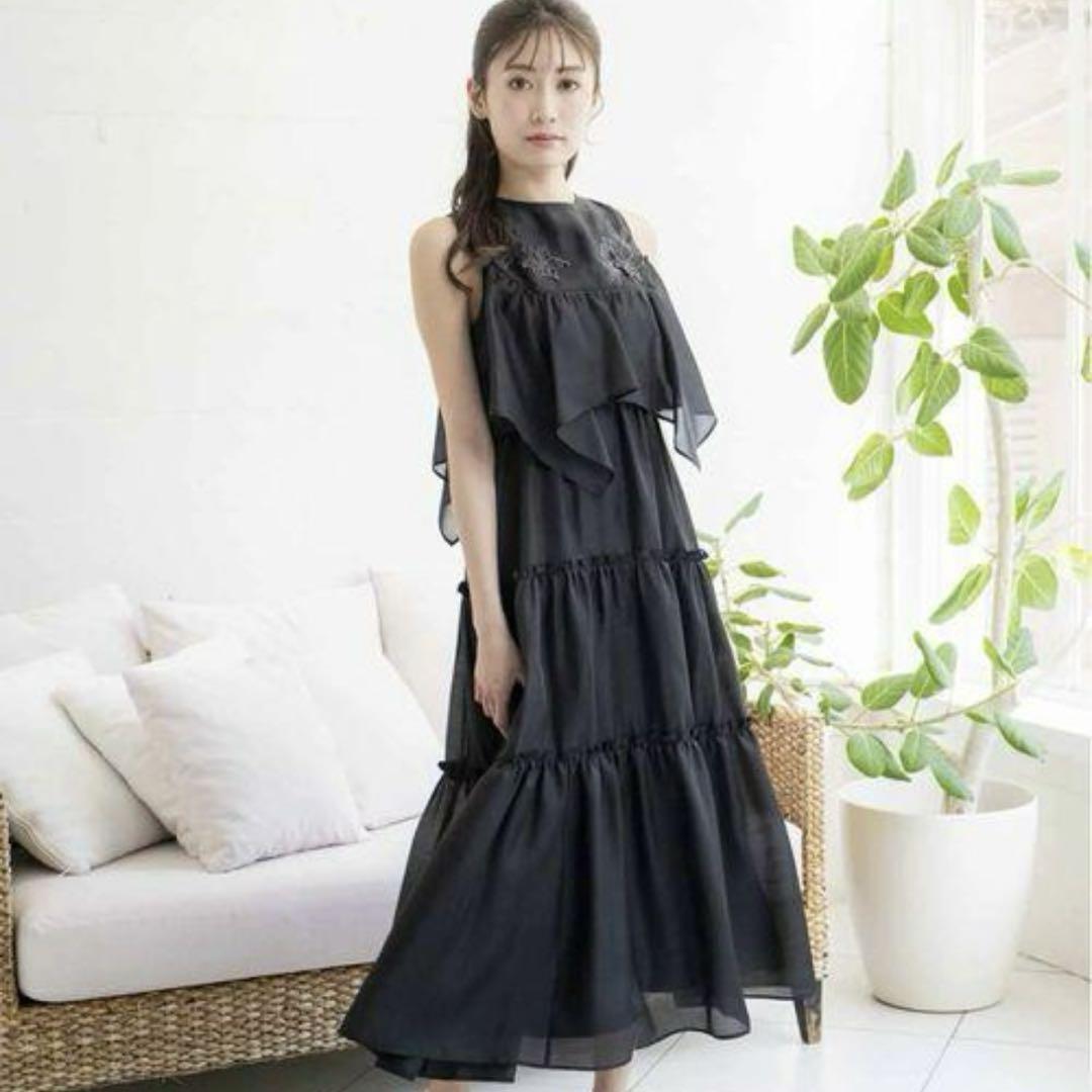 【Noela×LANTINAMコラボ】モチーフ刺繍カラーワンピース　S