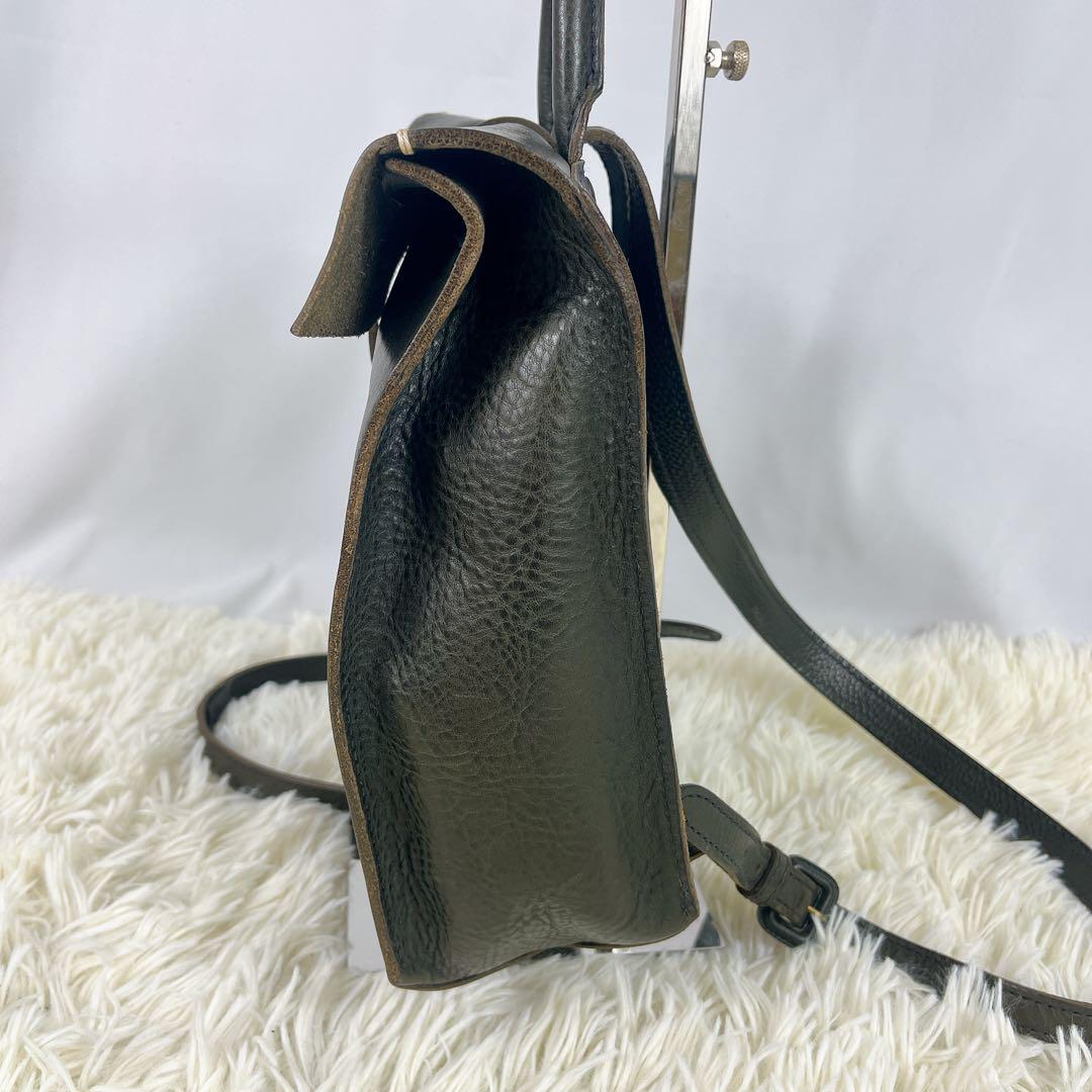 極美品✨ ゲンテンリュック スクエア フラップ 金具 オールレザー 2way