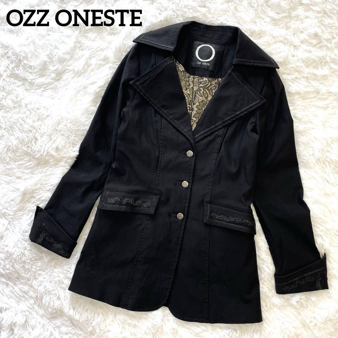 美品✨OZZ ONESTE 刺繍 裏地花柄 ジャケット 黒 ゴスロリ 地雷系