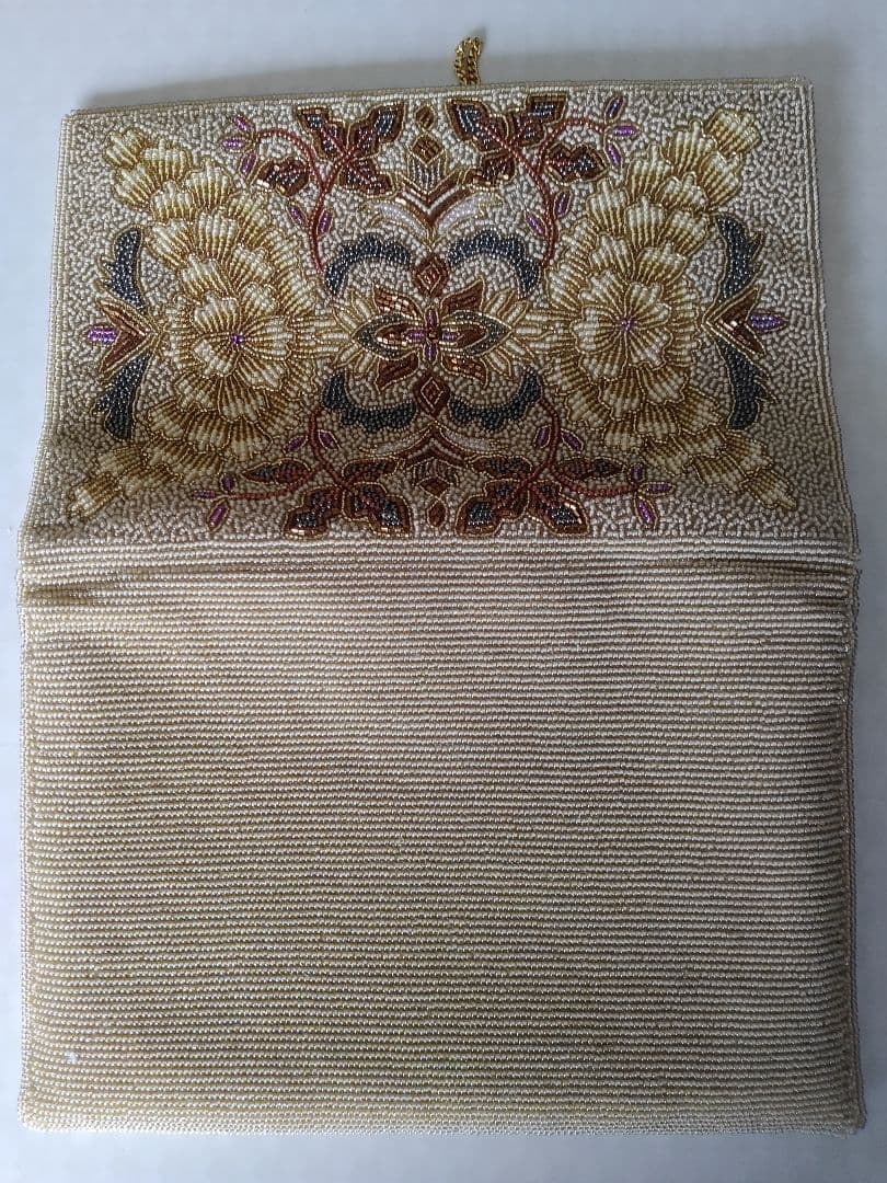 ビーズ刺繍 クラッチバッグ ゴールド系 ビーズ刺繍 クラッチバッグ ゴールド系