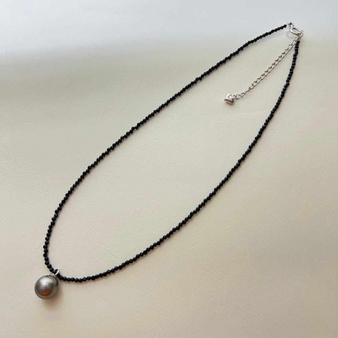 【新品】タヒチ真珠ブラックトルマリンネックレス
