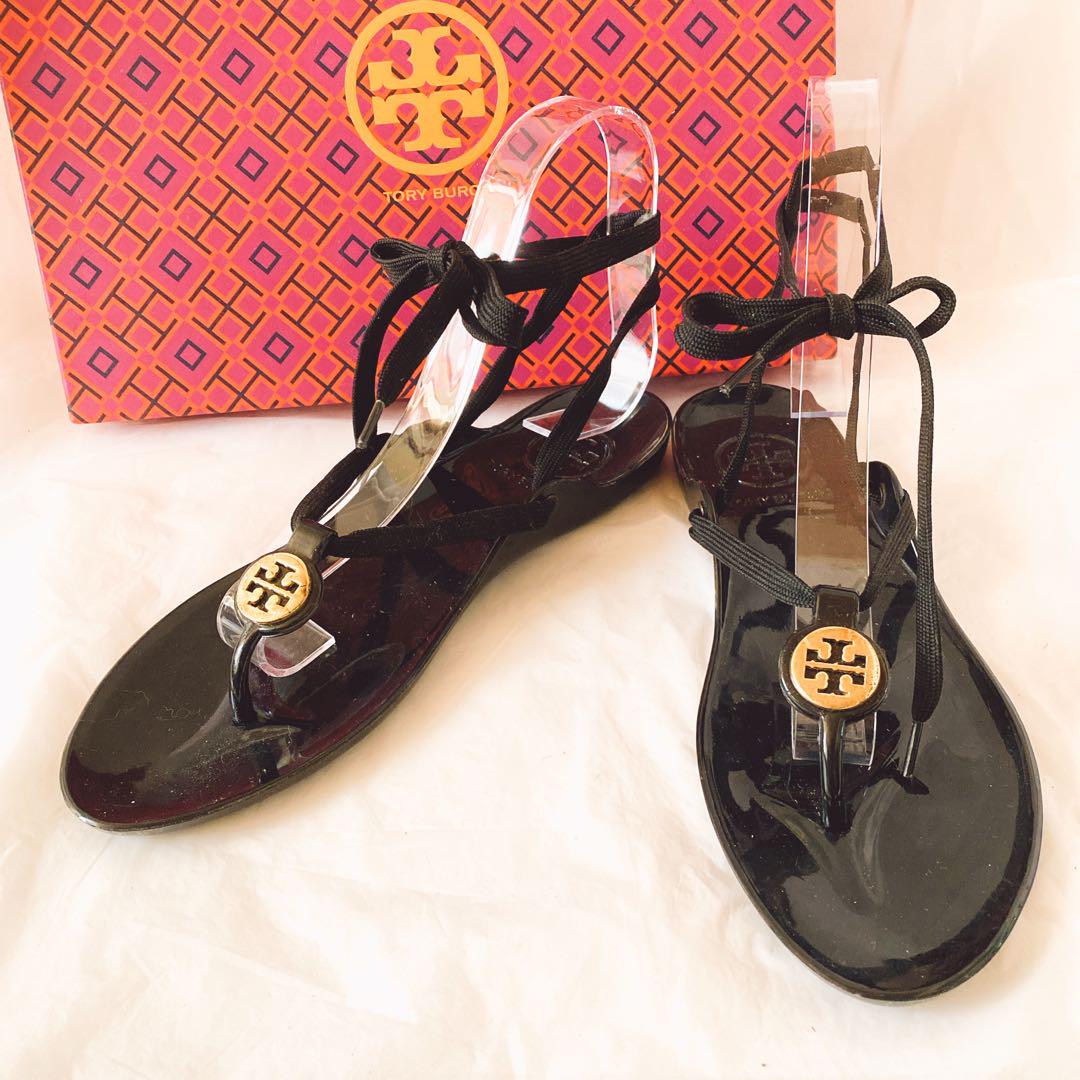 Tory Burch　ブラックサンダル　約24cm　トリーバーチ　ヒール