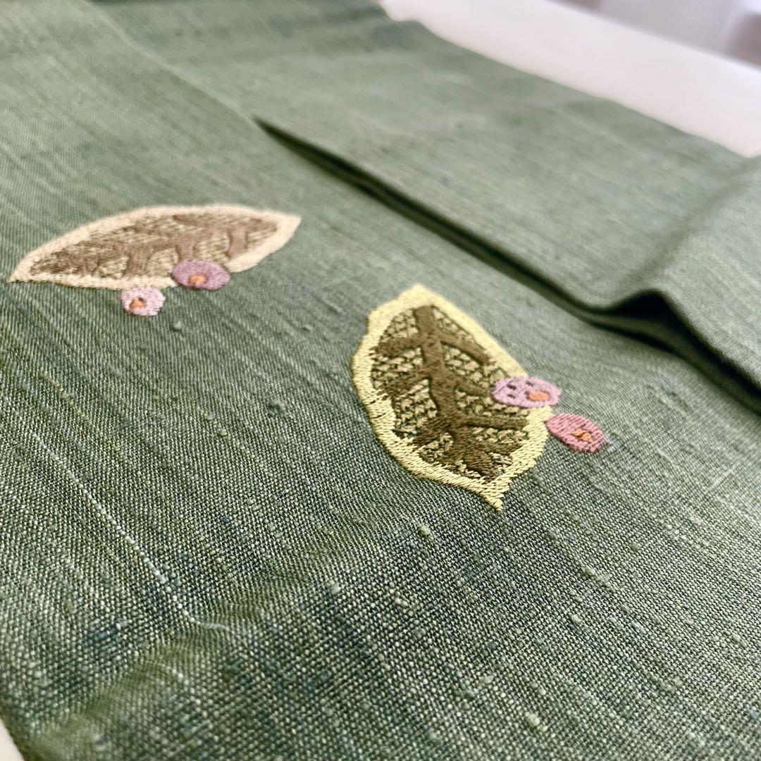 新品未使用 しつけ付き 相良刺繍 紬 名古屋帯 正絹