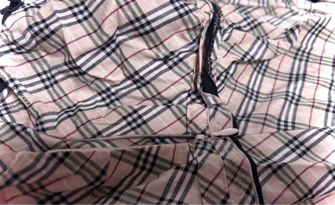 BURBERRY BLUE LABEL ピンクチェックキャミソール・フリルリボン