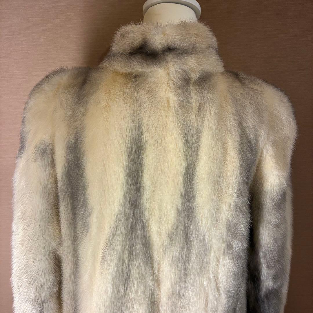 ヴィンテージ ミンクファーコート ベージュ×グレートーン 11号 高級毛皮コート ヴィンテージ ミンクファーコート ベージュ×グレートーン 11号 高級毛皮コート