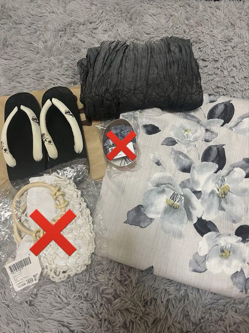Dita 浴衣 如月の凪椿 セット 下駄 兵児帯 浴衣バッグ 髪飾り 花