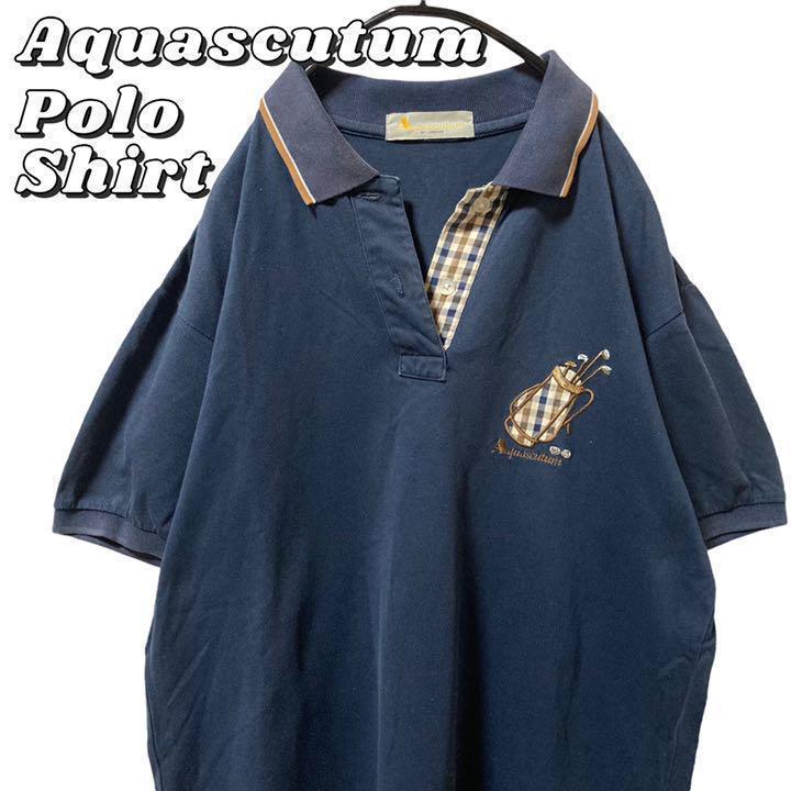 Aquascutum アクアスキュータム ゴルフ 刺繍 ポロシャツ 半袖