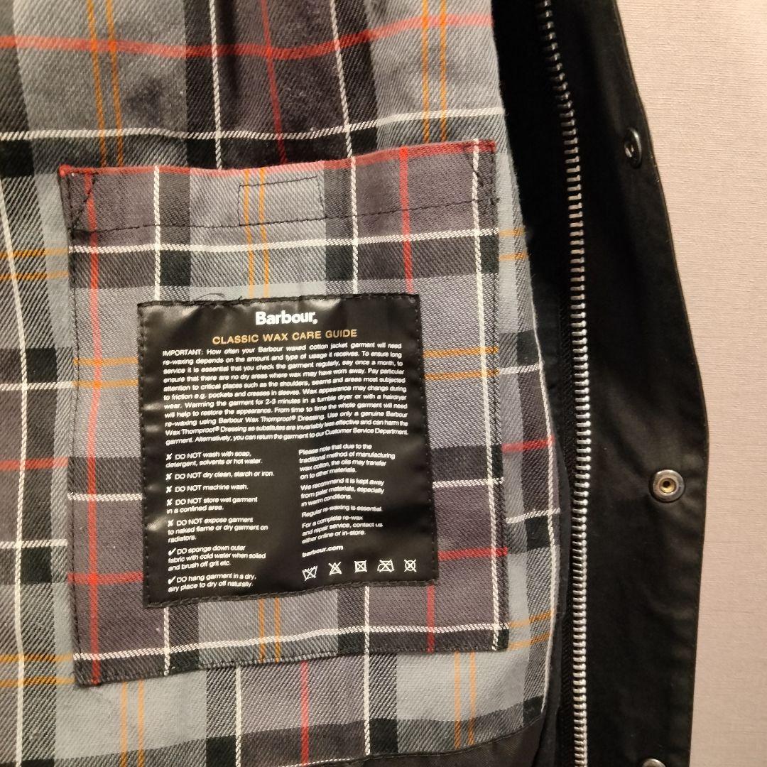 【バッヂ付】Barbour ブラック ロングコートOS WAX BURGHLEY