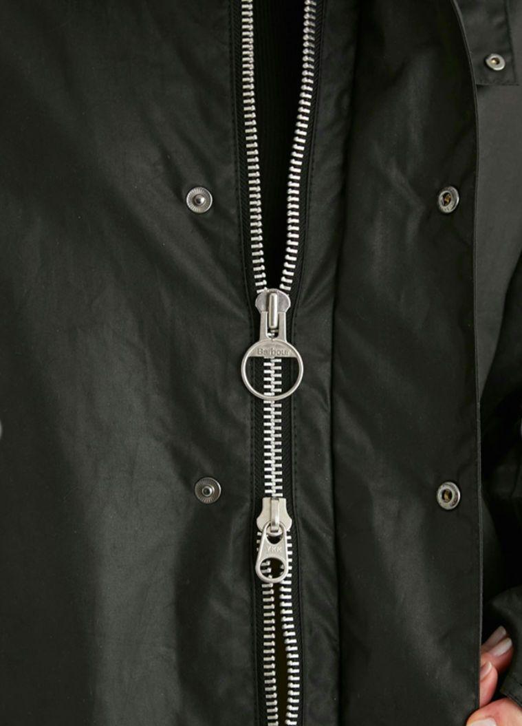 【バッヂ付】Barbour ブラック ロングコートOS WAX BURGHLEY