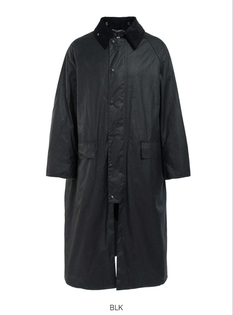【バッヂ付】Barbour ブラック ロングコートOS WAX BURGHLEY