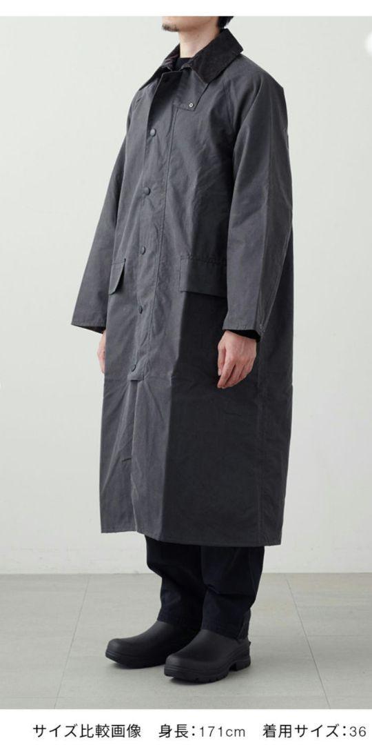 【バッヂ付】Barbour ブラック ロングコートOS WAX BURGHLEY