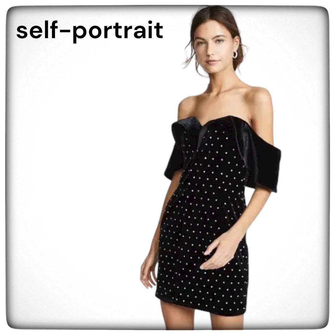 セルフポートレート self-portrait クリスタル ミニ ワンピースM SELFPORTRAIT