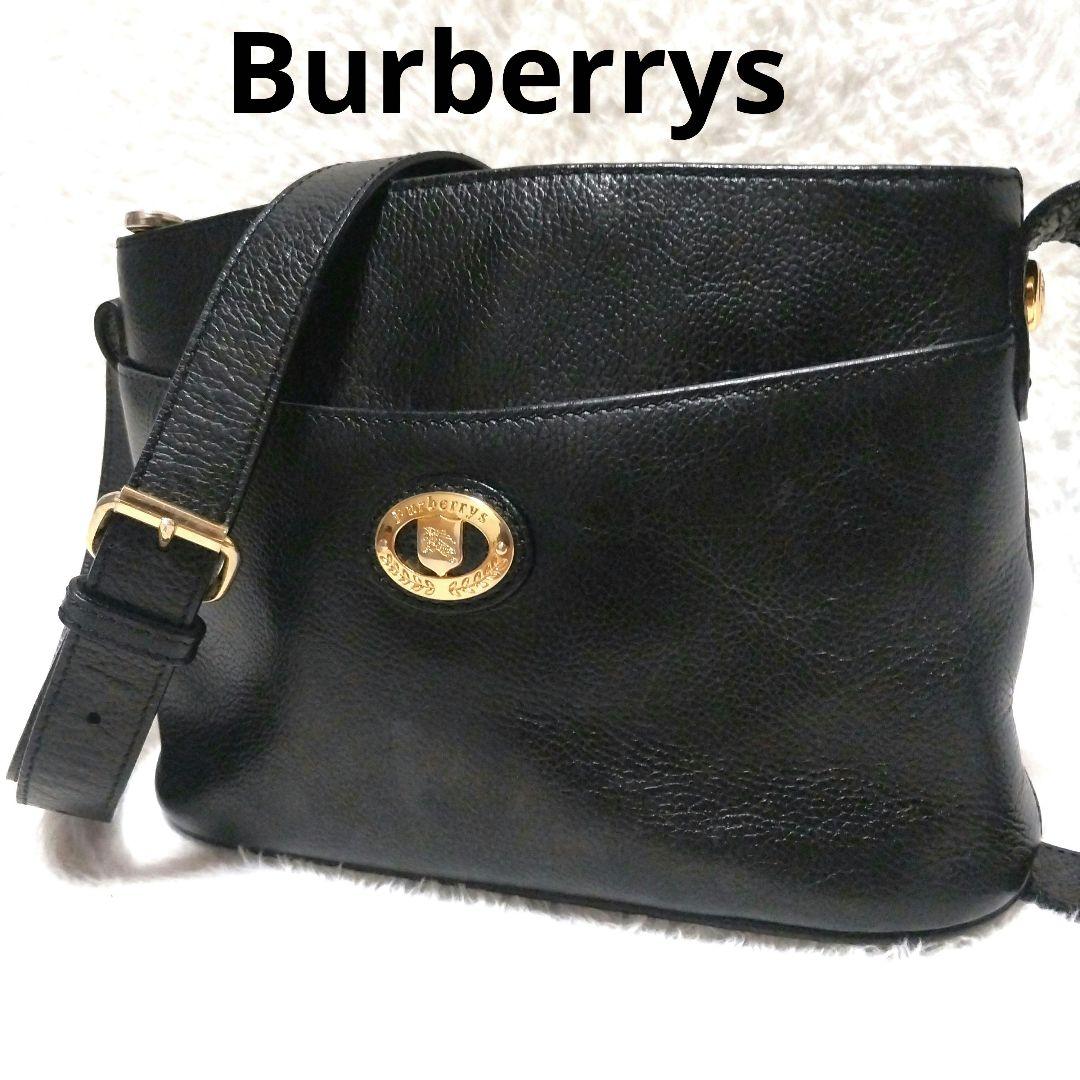 【美品】バーバリー ノバチェック ホース ゴールド金具 シボ革 ショルダーバッグ