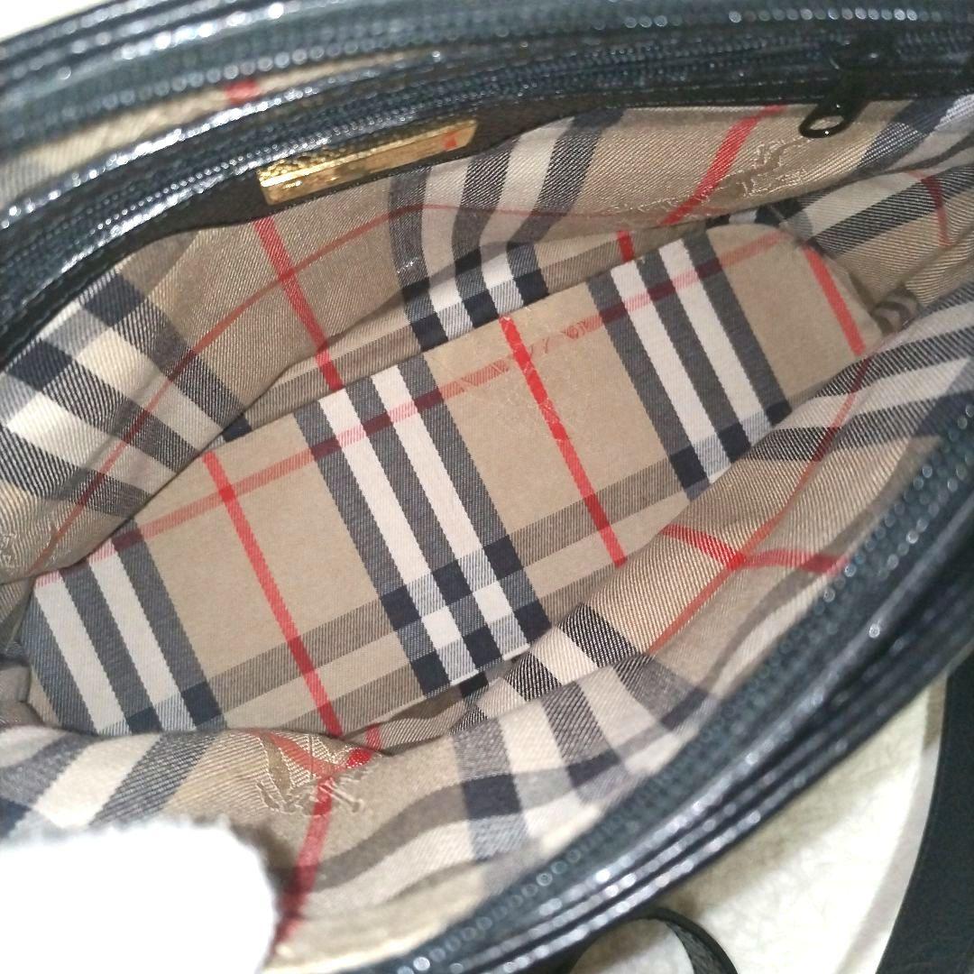 【美品】バーバリー ノバチェック ホース ゴールド金具 シボ革 ショルダーバッグ