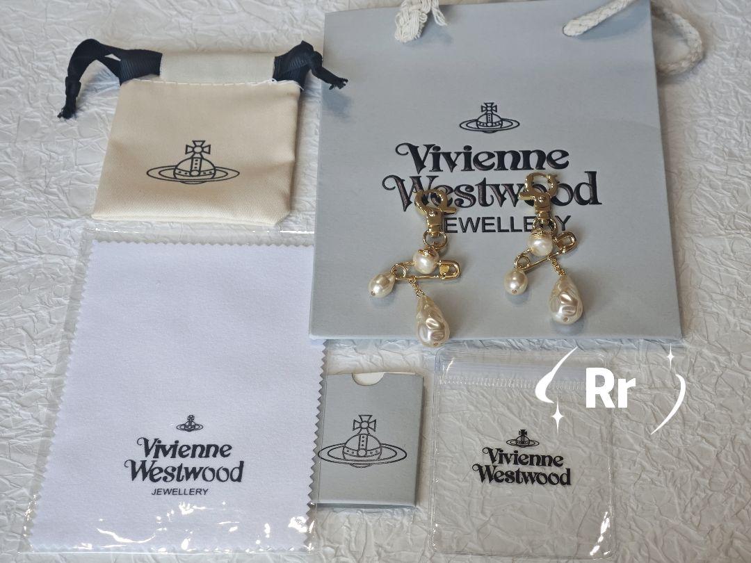 Vivienne Westwood　安全ピン＆パール ドロップ ピアス GOLD