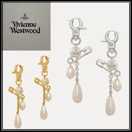 Vivienne Westwood　安全ピン＆パール ドロップ ピアス GOLD