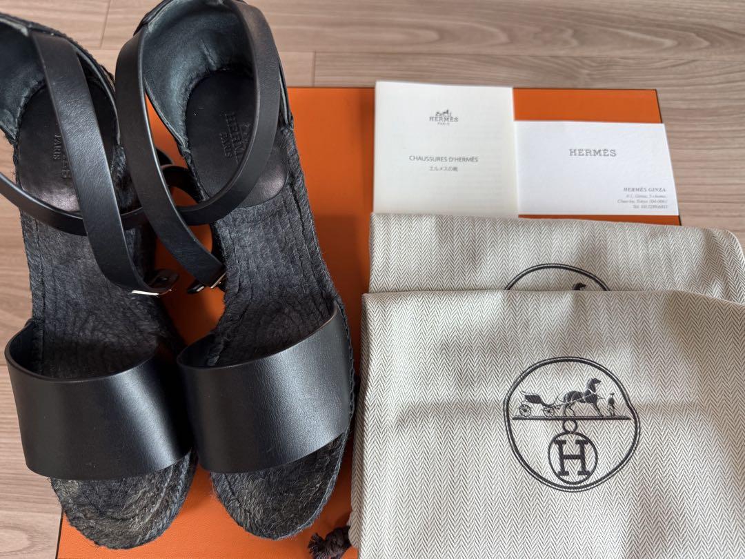 極美品HERMES エルメス ティポリ ケリー金具 エスパドリーユサンダル 36 極美品HERMES エルメス ティポリ ケリー金具 エスパドリーユ