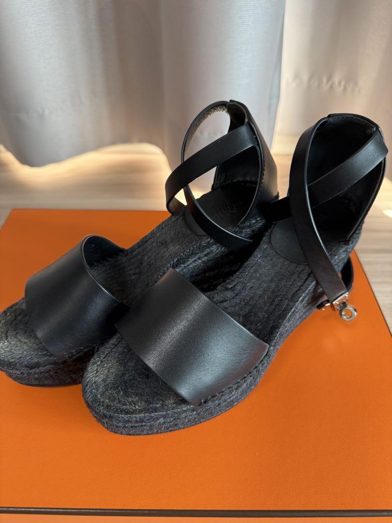 極美品HERMES エルメス ティポリ ケリー金具 エスパドリーユサンダル 36 極美品HERMES エルメス ティポリ ケリー金具 エスパドリーユ
