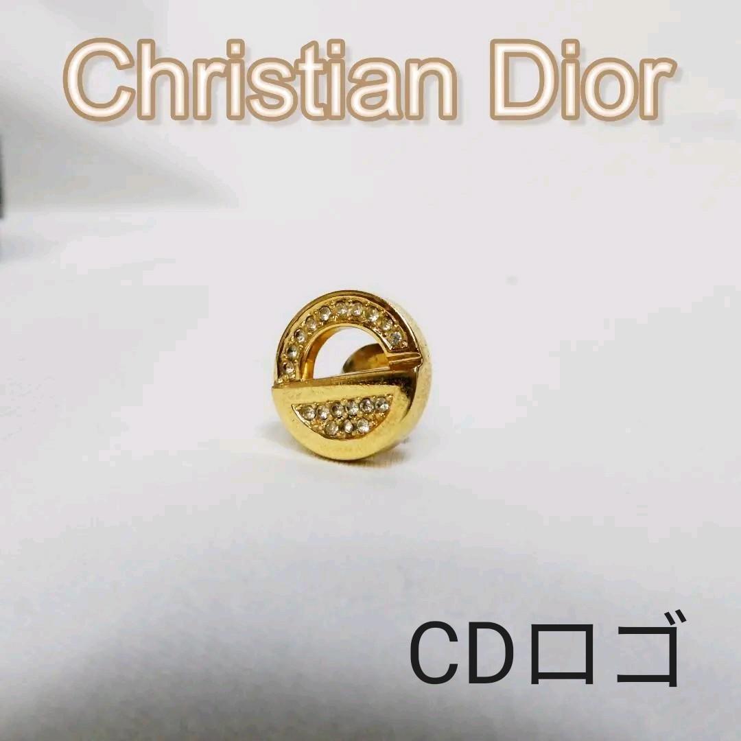 クリスチャン・ディオール ピンブローチ CDロゴ ラインストーン