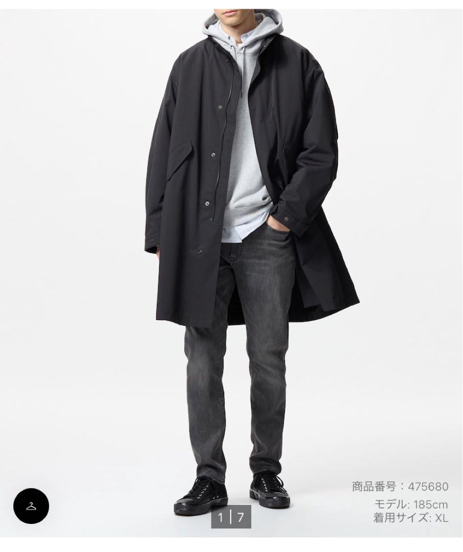 ユニクロ　UNIQLO　ウインドプルーフ2wayコート　 ブラック