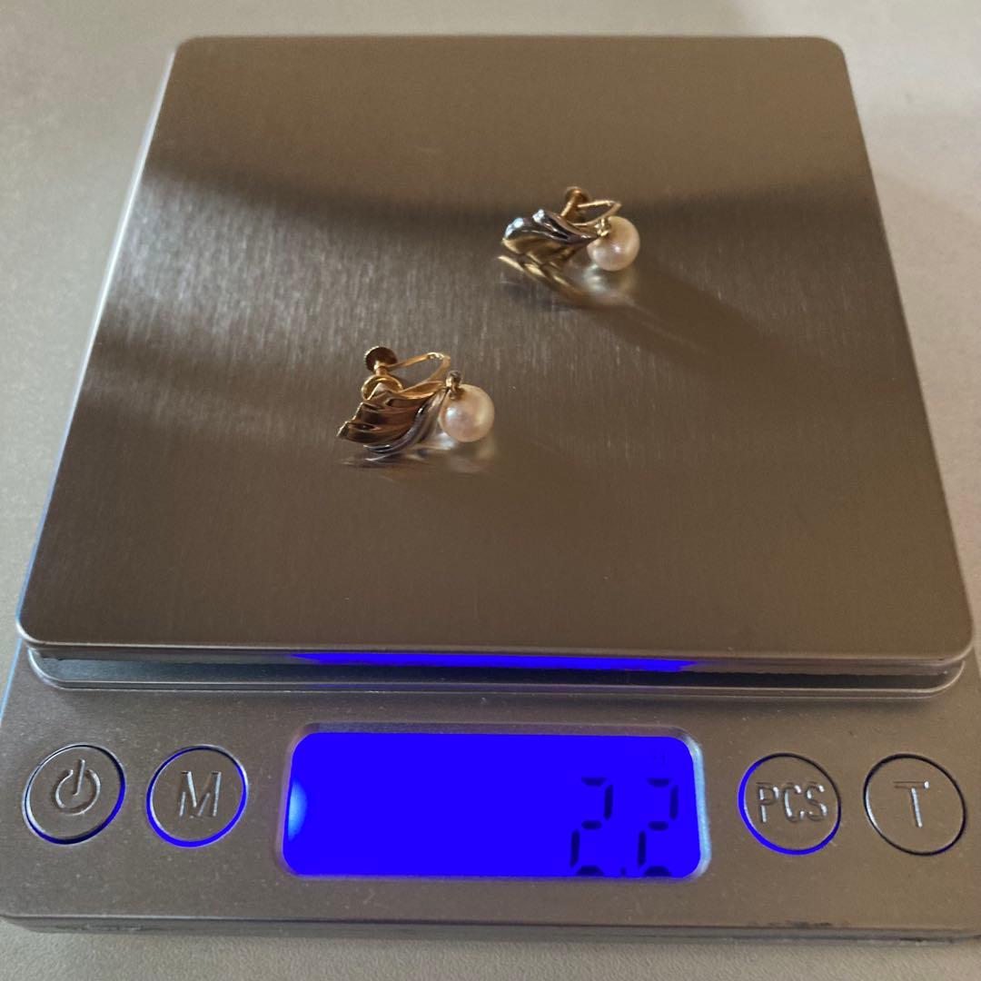 金18K プラチナPt900　パール　イヤリング