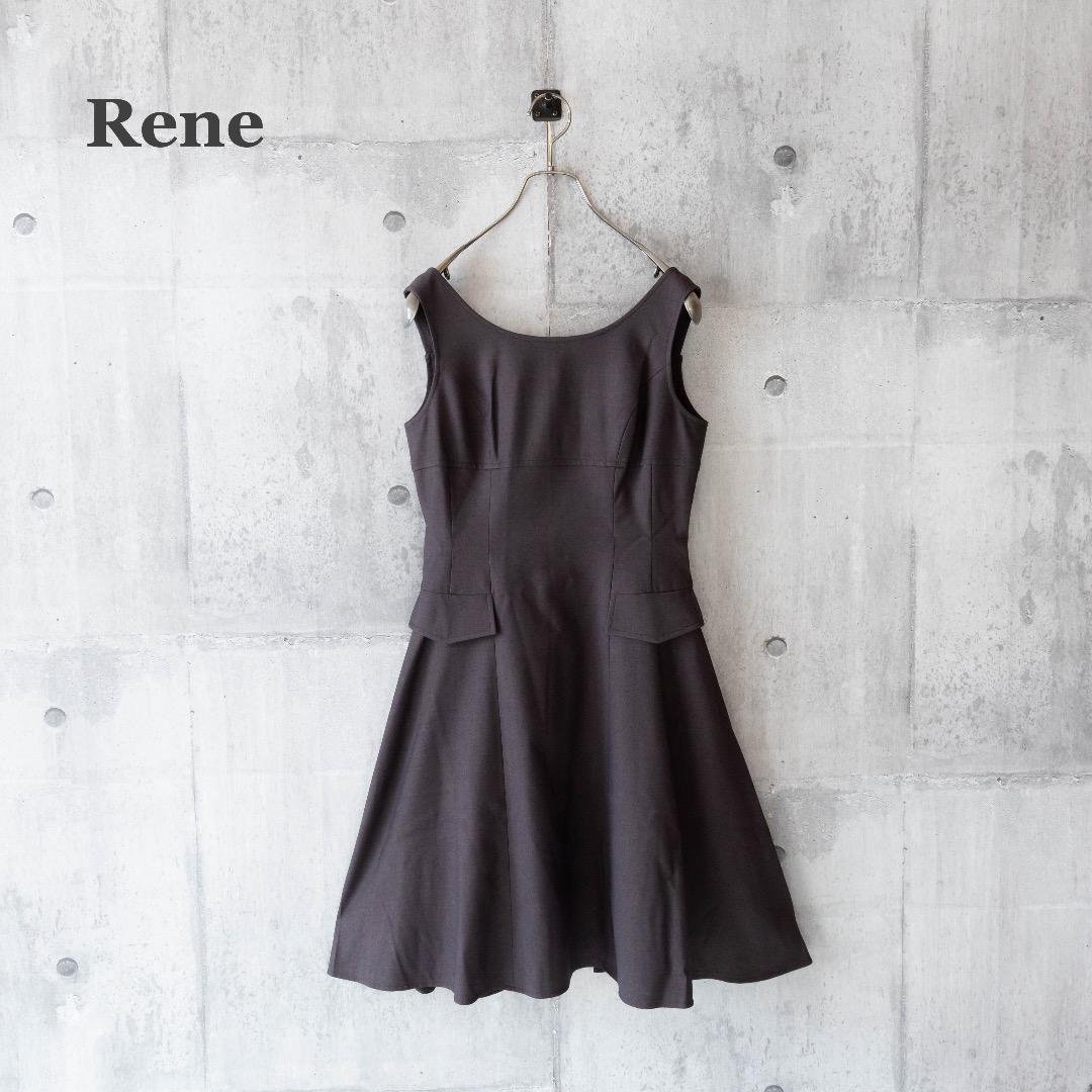 美品✨Rene　ルネ　ノースリーブワンピース　フレア　チャコールグレー　XS