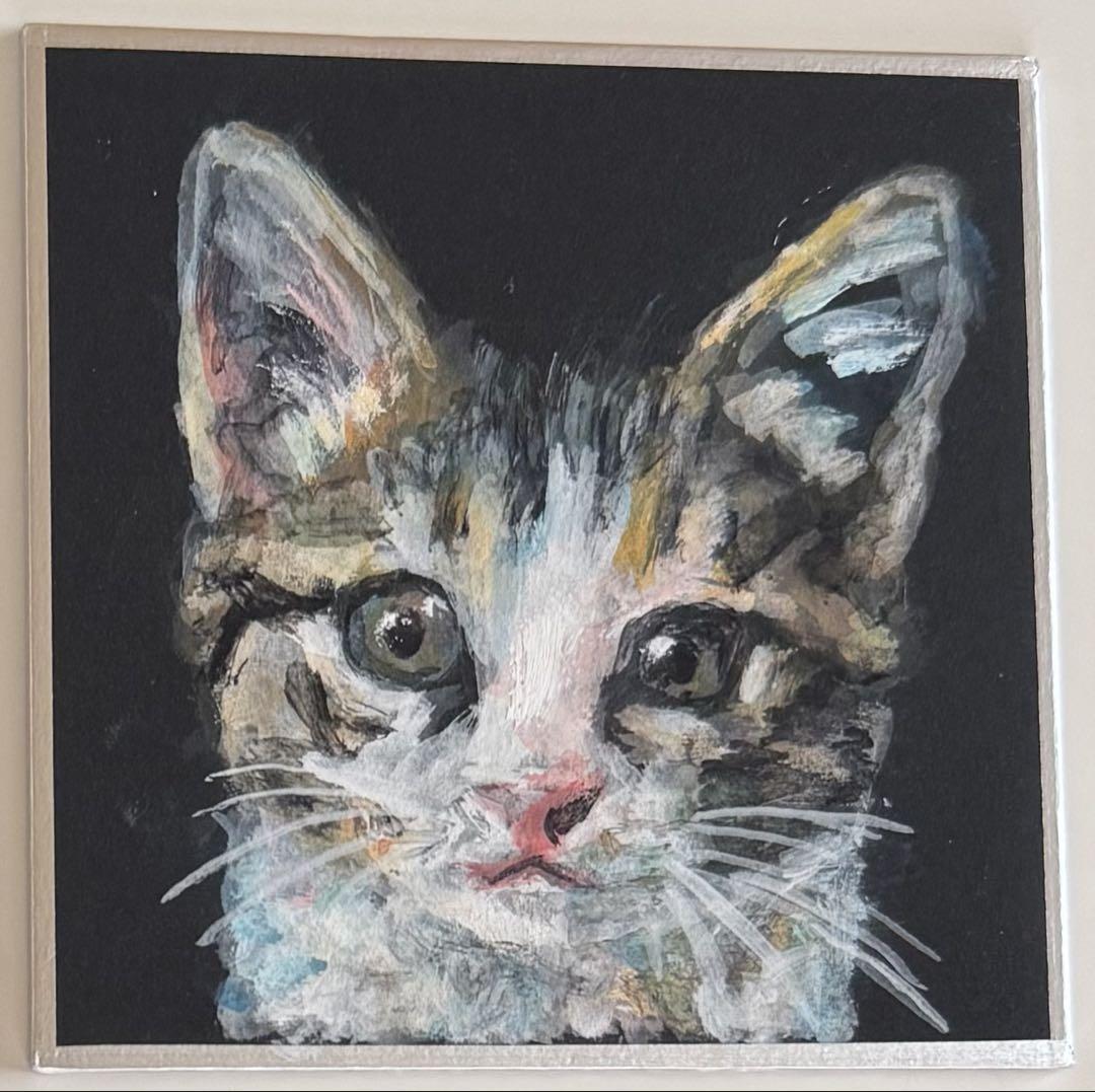 原画/アクリル画/ストリートアート/現代アート Melancholy 猫 招き猫のグラフィティアート 原画 絵画 キャンバス画 動物の絵