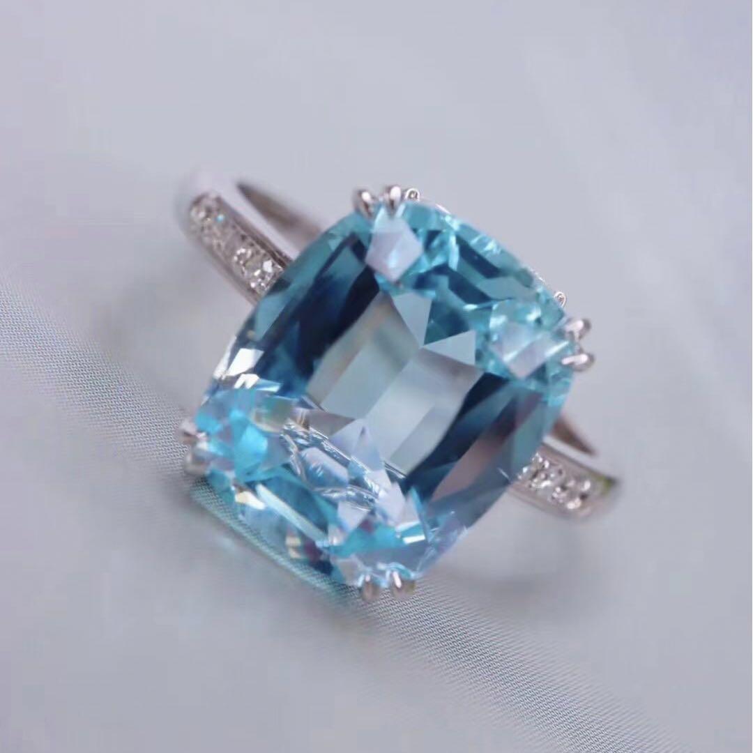 天然アクアマリン ダイヤ  リング3.91ct k18 ¥