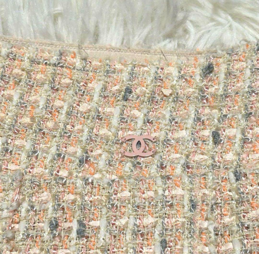 CHANEL ツイード台形スカート ココマーク 大きいサイズ42 XL ピンク シャネル スカート 42(XL相当) ピンク系 ココマーク ツイード