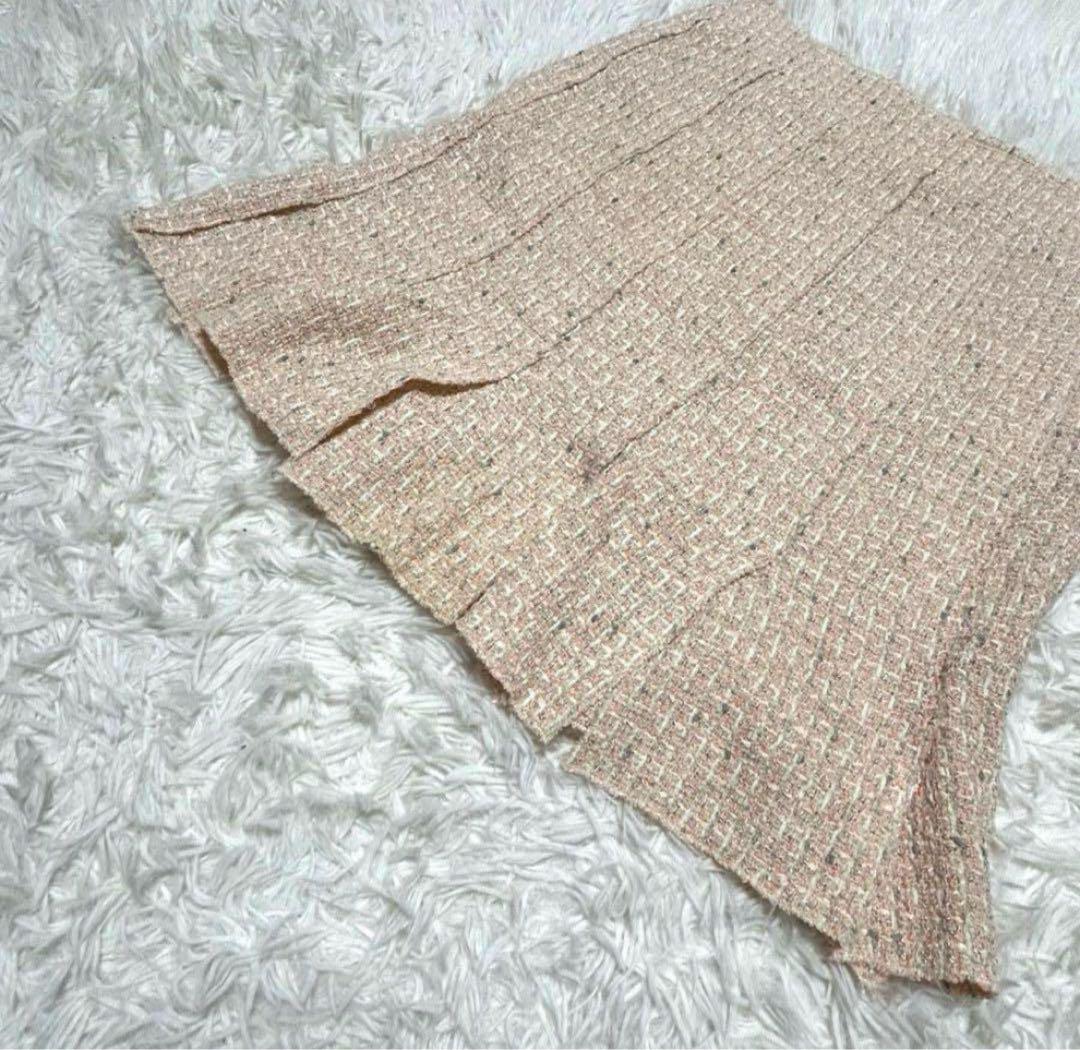 CHANEL ツイード台形スカート ココマーク 大きいサイズ42 XL ピンク シャネル スカート 42(XL相当) ピンク系 ココマーク ツイード