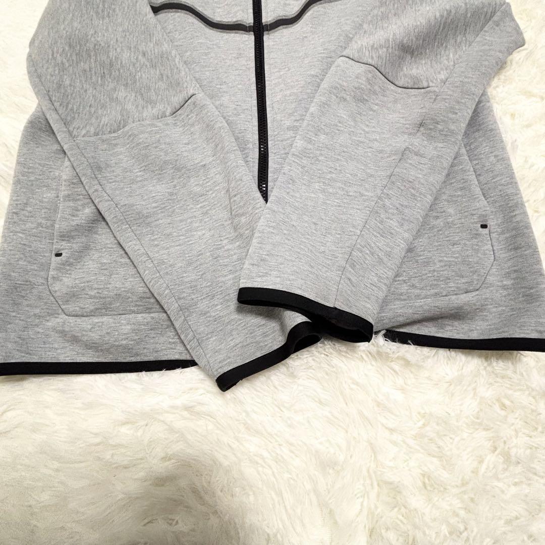 美品】ナイキ テックフリース フルジップフーディー グレー L