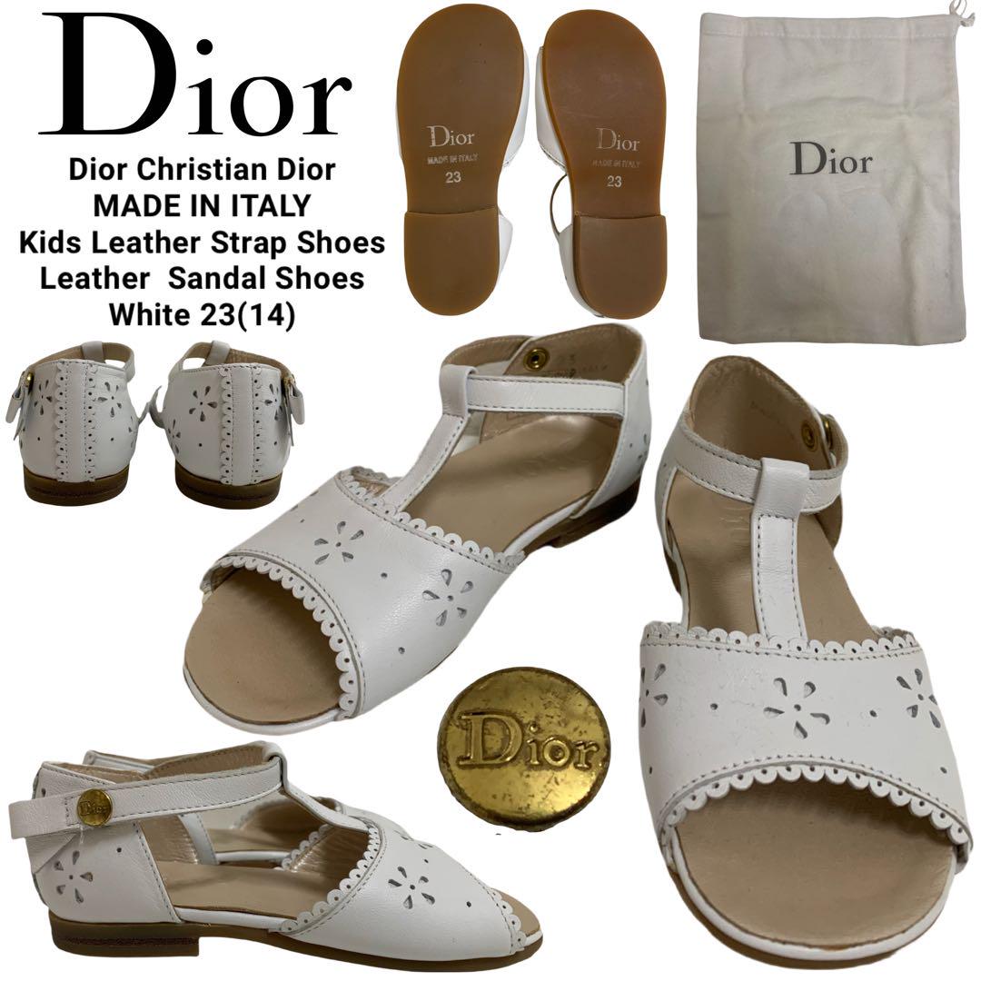 Dior ディオール ITALY製 キッズ レザーストラップシューズ ホワイト