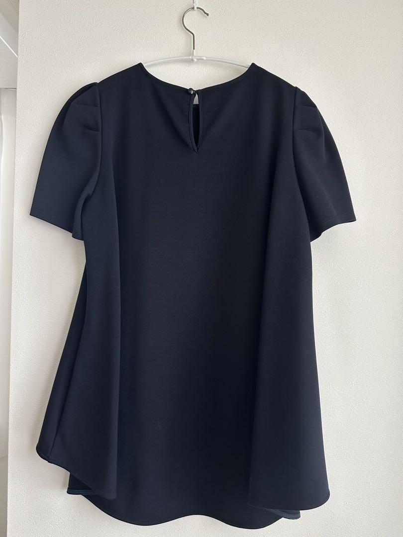 アベニールエトワール タックパフスリーブフレアカットソー/NAVY/36サイズ