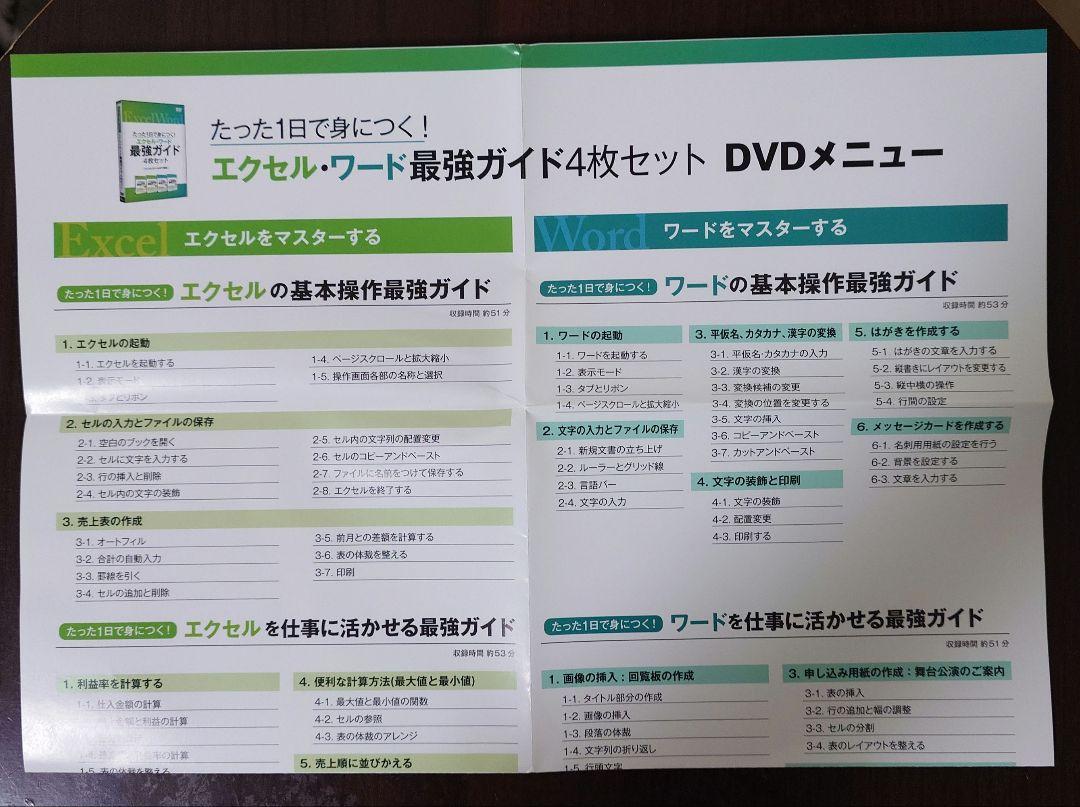 エクセル・ワード最強ガイド4枚セット たった1日で身につく！ エクセル ワード 最強ガイドDVD4枚セット