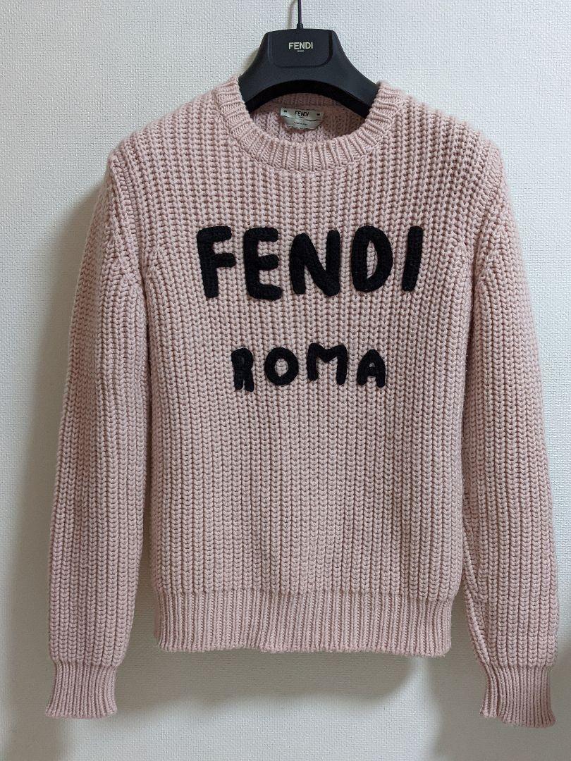 大特価格安 完売 ウールプルオーバー セーター ピンク qi8uY-m63624854224 FENDI フェンディ ROMAロゴ 人気SALEお得