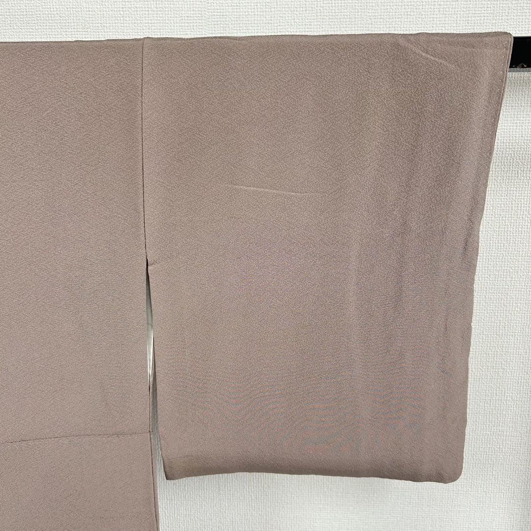 縮緬 一つ紋 落ち着いた色 パールトーン加工 色無地 着物 正絹 U