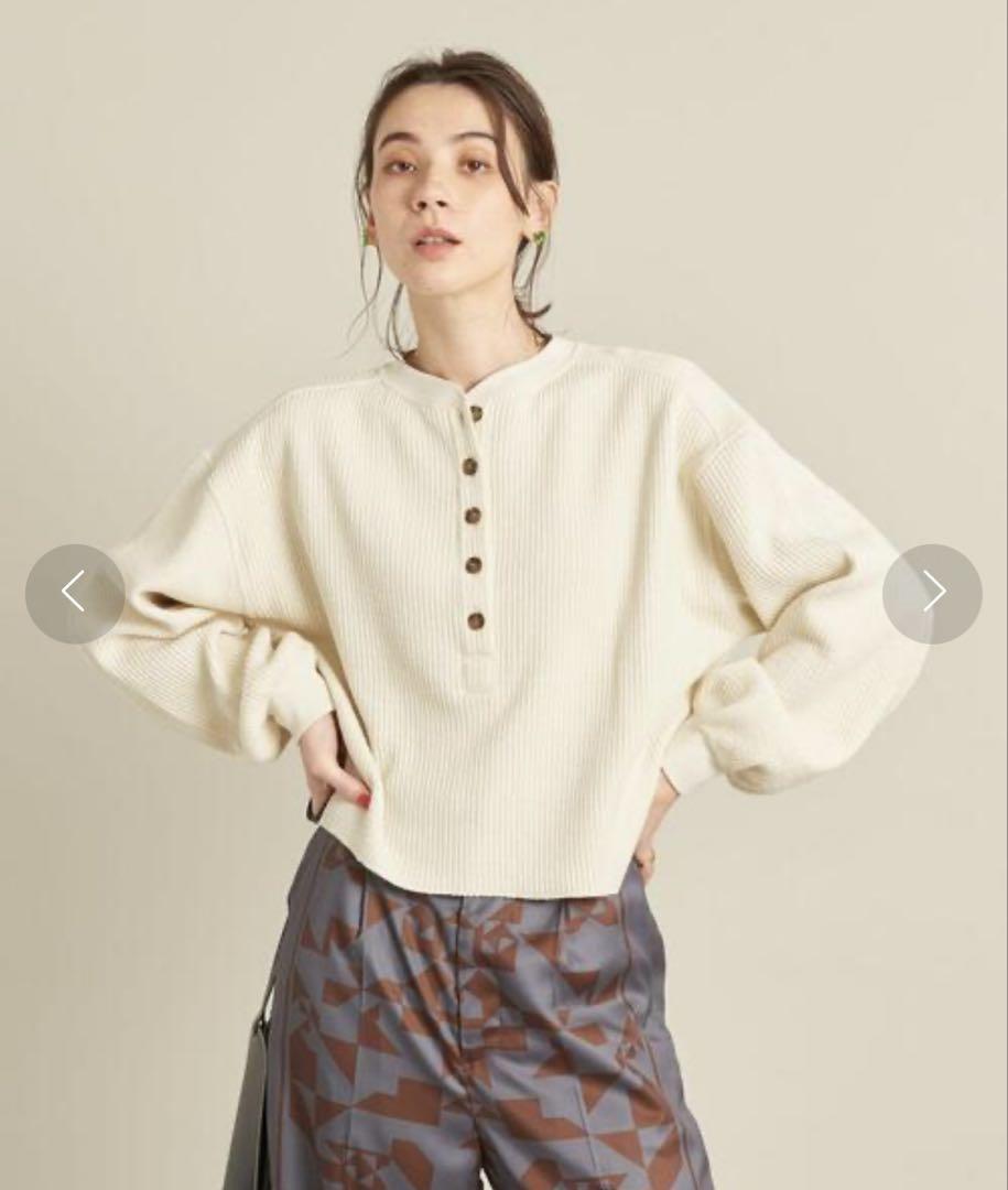 【未使用★極美品】BEAUTY&YOUTH リブヘンリーネックカットソー