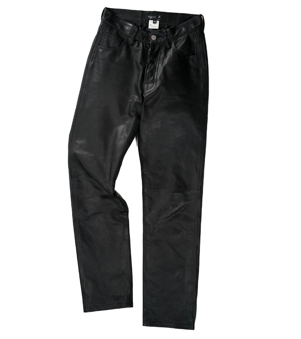 フランス製 00s agnes b. カウレザー パンツ レディース 36S Agnes b