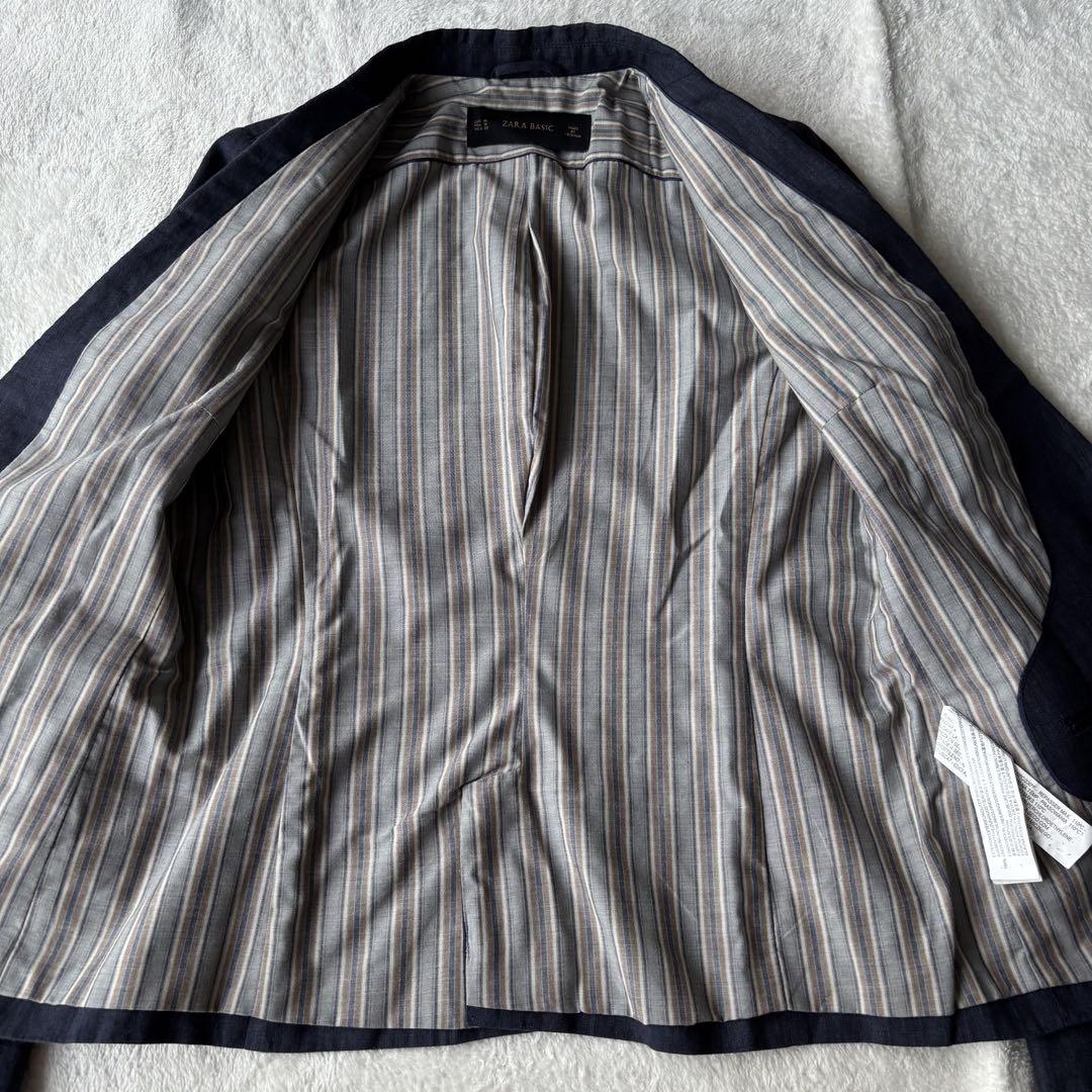 ✨美品✨ZARA BASIC ザラベーシック　スーツ　パンツ　ネイビー　リネン