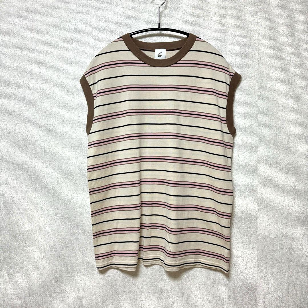 通販 送料無料  6(ROKU)◇コットンマルチボーダーノースリーブTシャツ - メルカリ カットソー(半袖/袖なし)