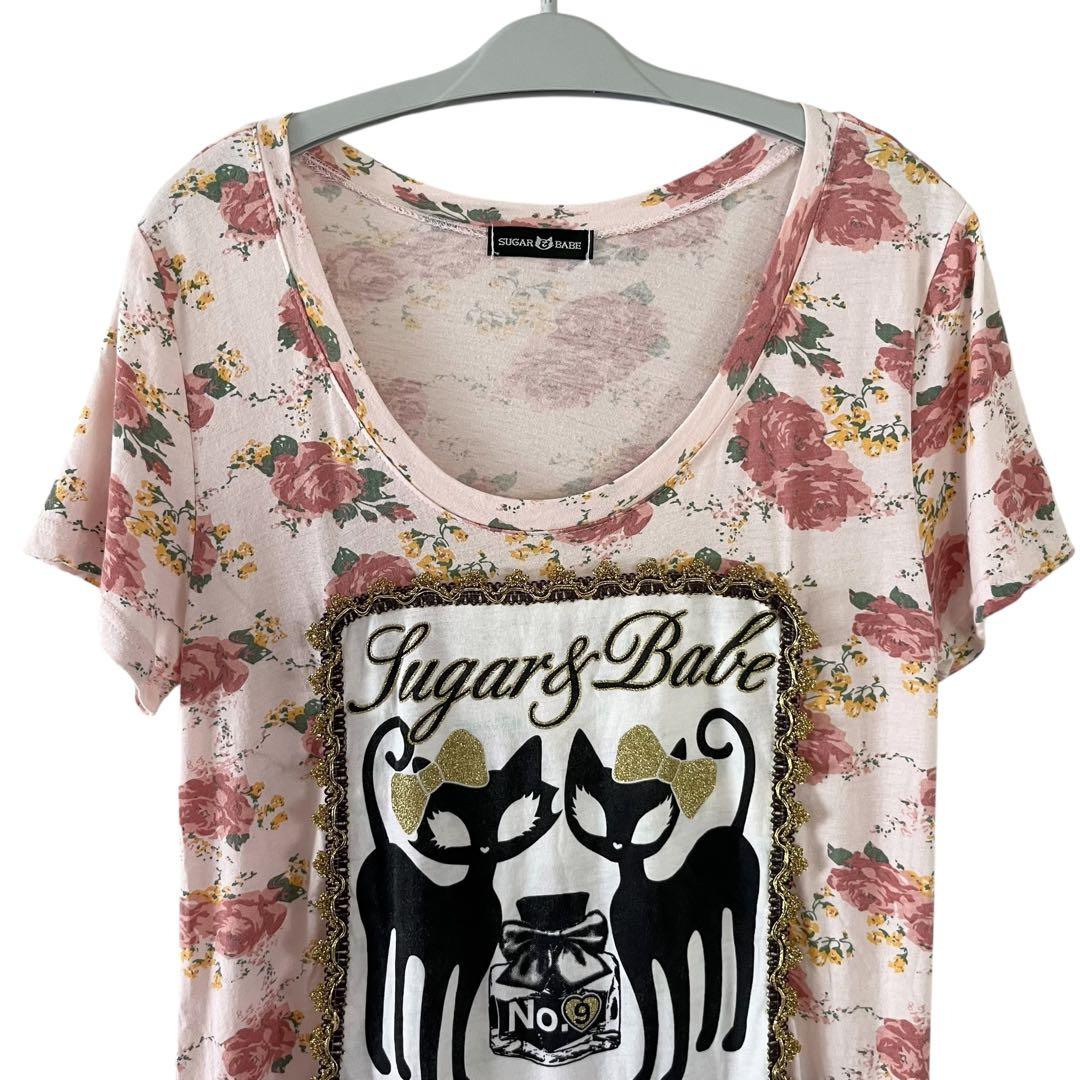 ヒステリックグラマー◆猫◆総柄　ミニワンピース◆シースルー　ヴィンテージ　Y2K 00s y2k 花柄 猫 香水 Tシャツ ワンピース 姫 平成ギャル