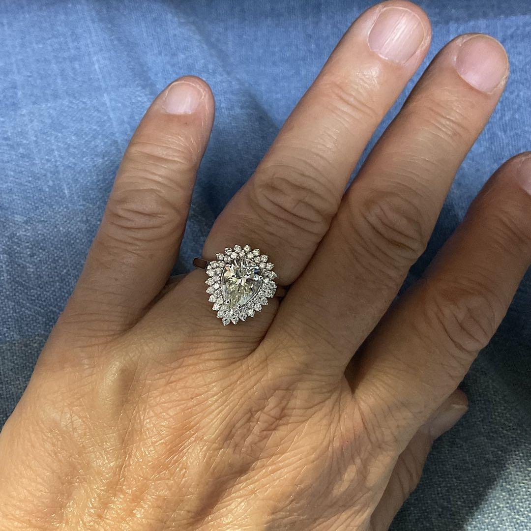 2カラット　大粒　ペアシェイプ　天然ダイヤモンドリング　計2.581ct 2カラット 大粒 ペアシェイプ 天然ダイヤモンドリング 計2.581ct